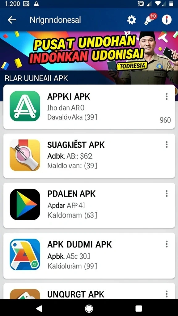 Halaman detail dengan informasi versi, ukuran, dan rating.
